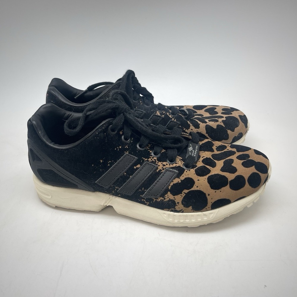 Adidas ZX Flux Sneakers‎ Womens 7.5 Black Leopard Suede B35312 Athletic Shoes